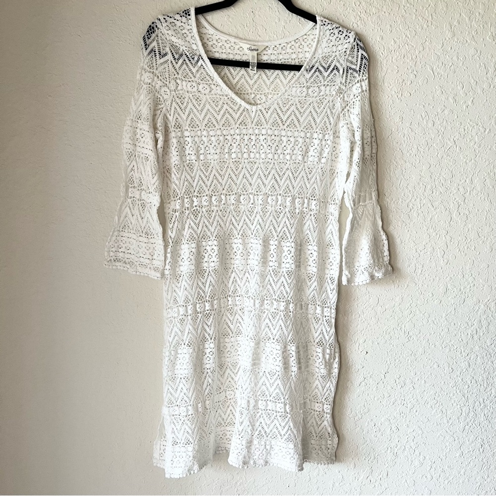 Soma Stretch Bohemian Chevron Pointelle Tunic Beach Cover Up Swimwear Travel